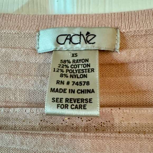 Cache Baby Pink Textured Long Sleeve Sweater Top M - Picture 2 of 3